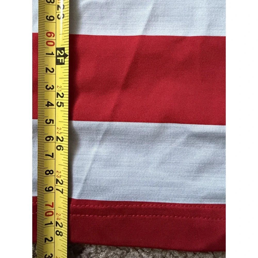 Adidas Golf Short Sleeve Polo Shirt USA Red Gray Striped Logo Medium JBHS
